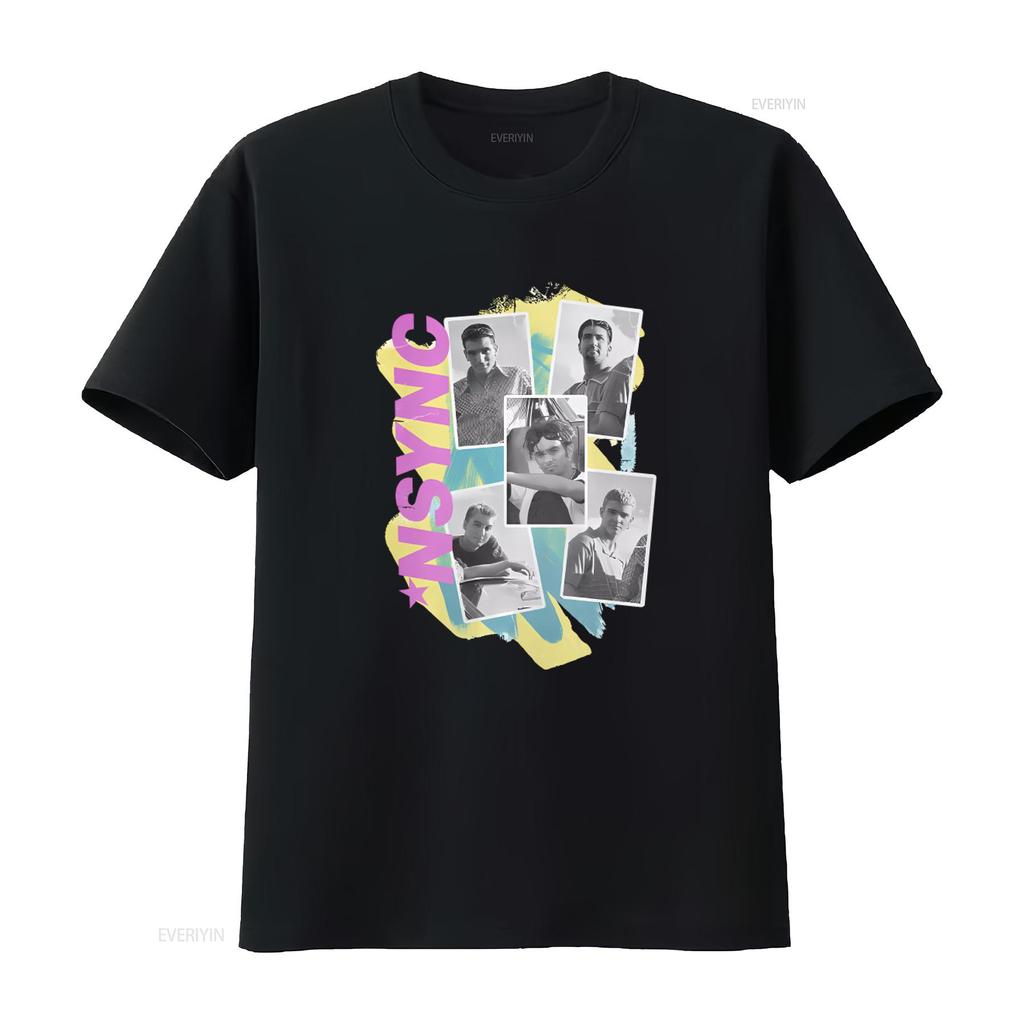Vintage Style Womens Photo Collage NSYNC Band T Shirt Print vintage Washed designer clothes Soft Unisex streetwear Stretched