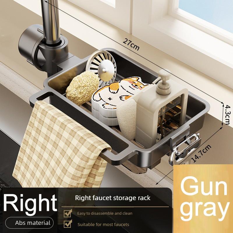 Kitchen ABS Sink Drain Rack Sponge Storage Faucet Holder Soap Drainer Shelf Basket Organizer Bathroom Accessories