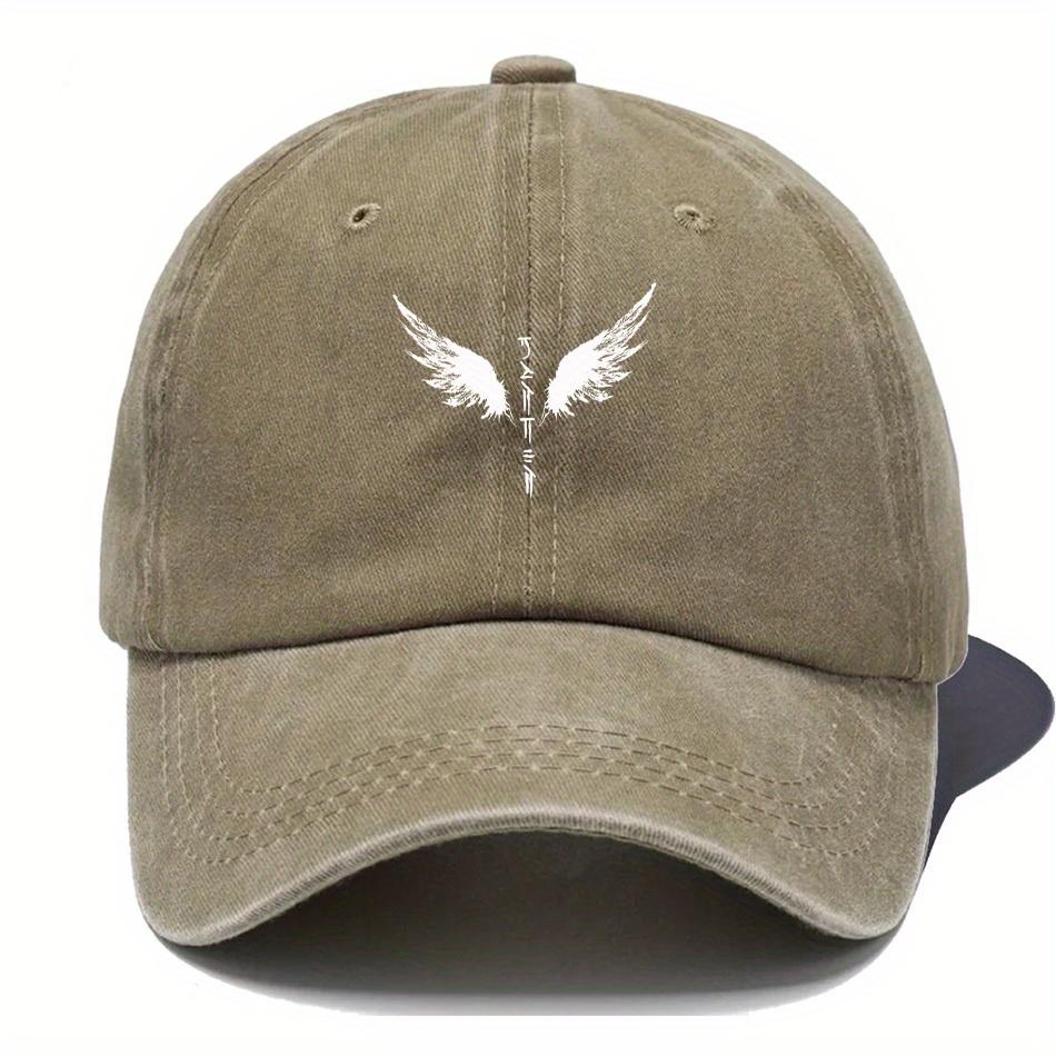 Classic Feathered Totem Print Baseball Cap - Black Outdoor Festival Hat With Wing & Design, Hand Washable Textile Material