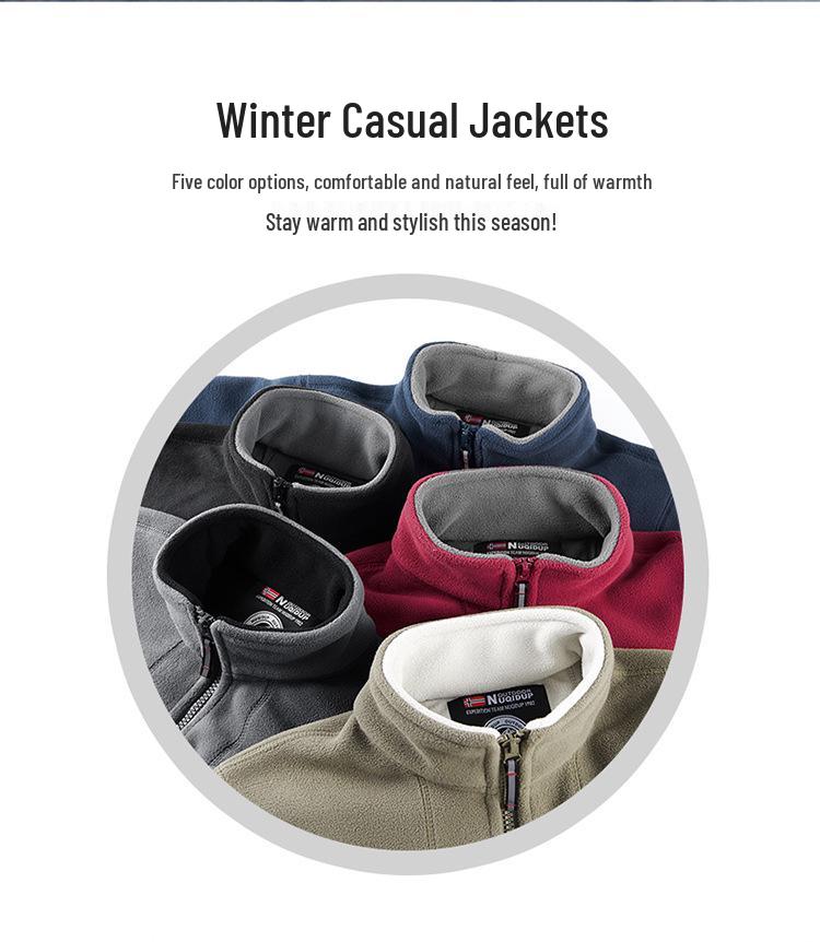 Norsko Jednobarevná fleecová mikina - Hřejivý outdoorový kardigan pro volnočasové sporty