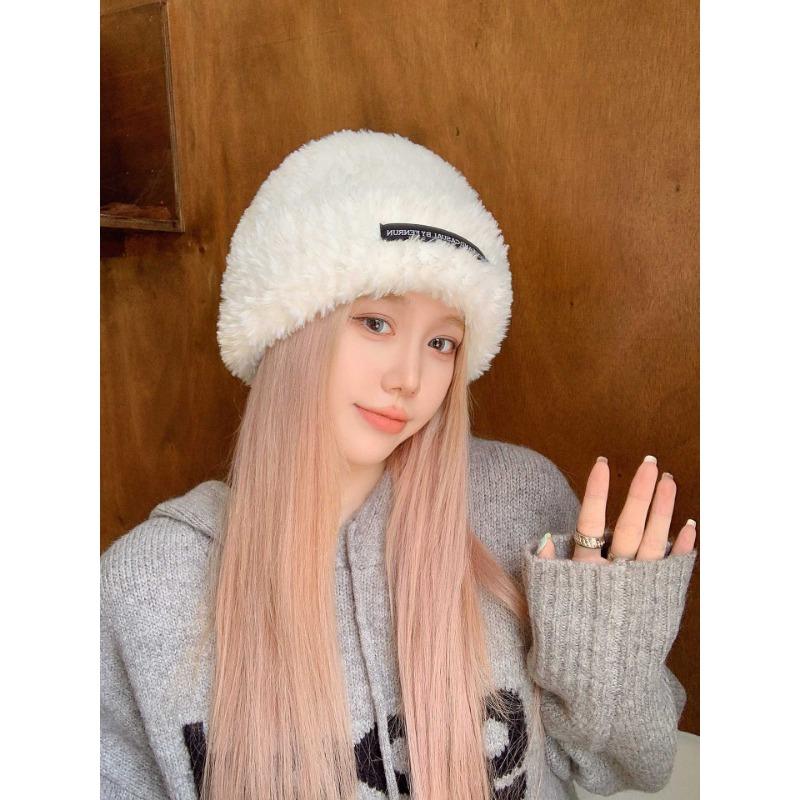 

Плюшевая шляпа Осень и Зима Женский стиль Баотоу Шляпа с большими полями Маленькая шляпа рыбака Большой обхват головы Шерстяная шляпа Ручная работа One size