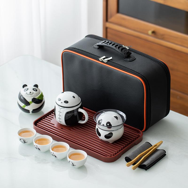 Ceramic Kung Fu Impression Panda Travel Tea Set Business Enterprise Company Merchandise Festival Creative High-end Gifts