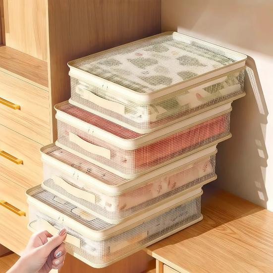 Clear Storage Bag with Carry Handle Zipper Closure PVC Mesh Fabric Dust Moisture Resistant Closet Organizer Home Organization Bag