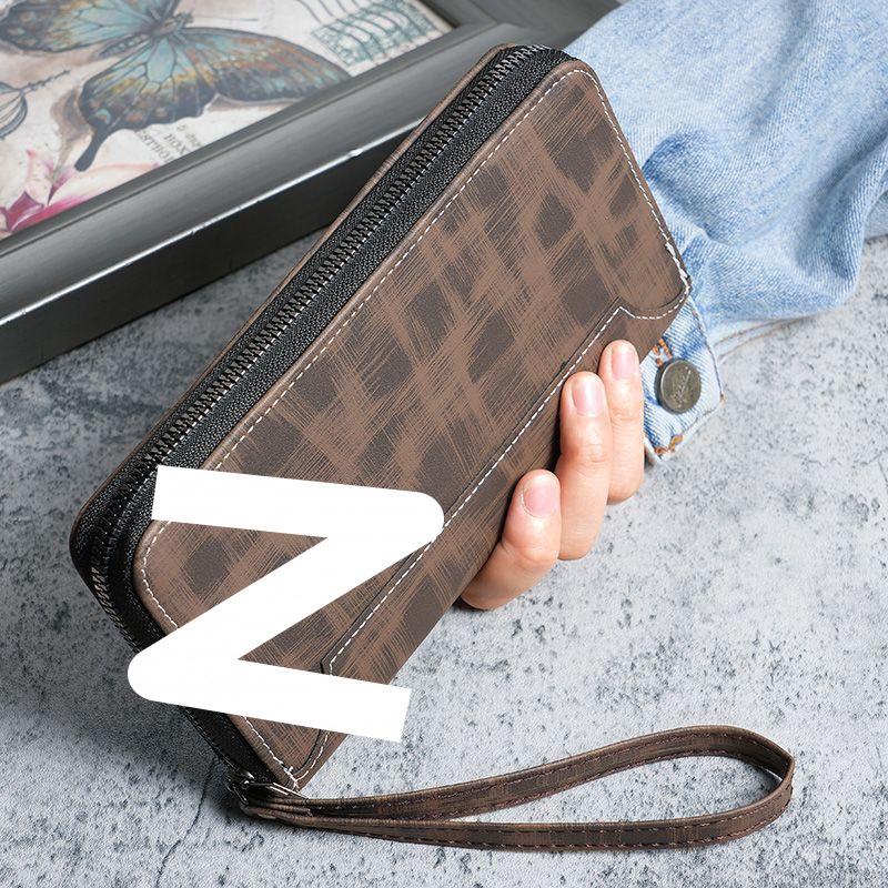 Men's Leather Long Zip Wallet: Multifunctional Card Holder & Large Capacity Clutch with Multi-Card Slots.