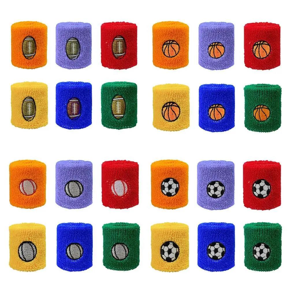 6Pcs Kids Sports Wristbands Colorful Cotton Wristband Sweatband For Children Wrist Protector Football Basketball Tennis Boy Girl 1