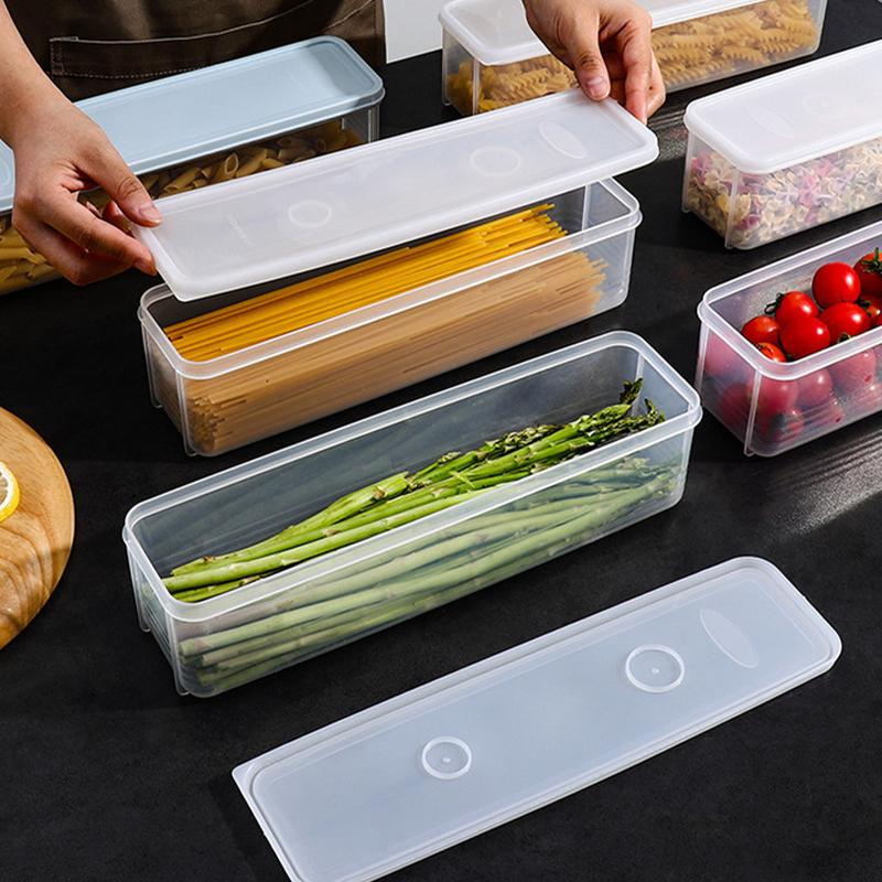 Sealed Noodles Crisper Plastic Noodles Spaghetti Box Kitchen Refrigerator Storage Box Food-Grade Noodle Storage Box