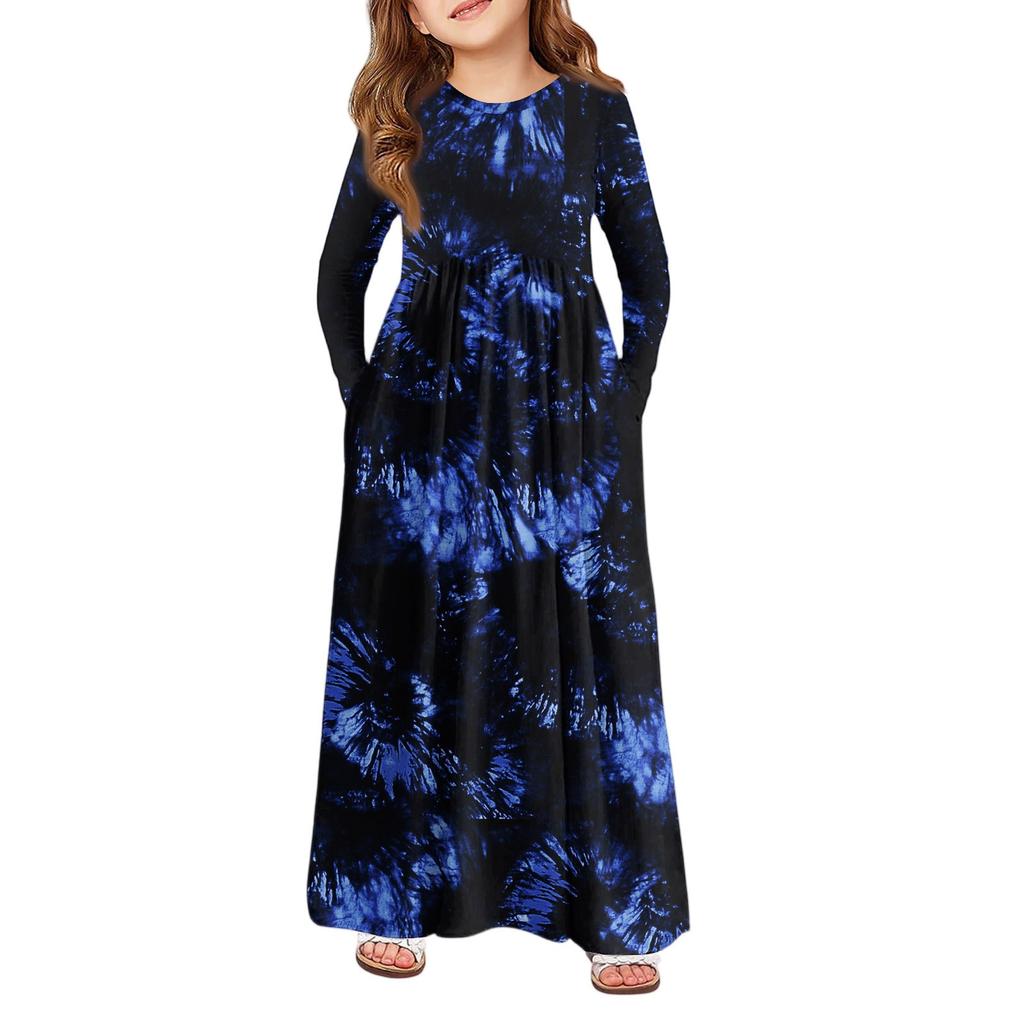 Girls' Maxi Dress Halloween Day- Long Sleeve Pocket Dress