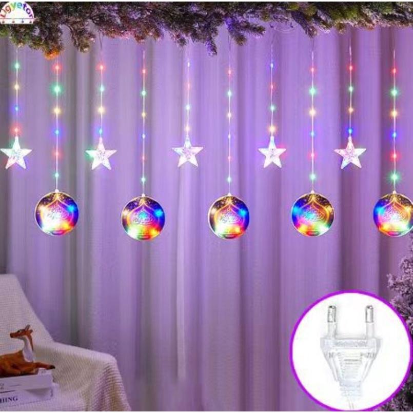 

4,2-метровый светодиодный светильник для штор со звездной луной, украшение для помещения, пятиугольный светильник для замка, гирлянда, Рождественский светильник для украшения дома, сада, спальни