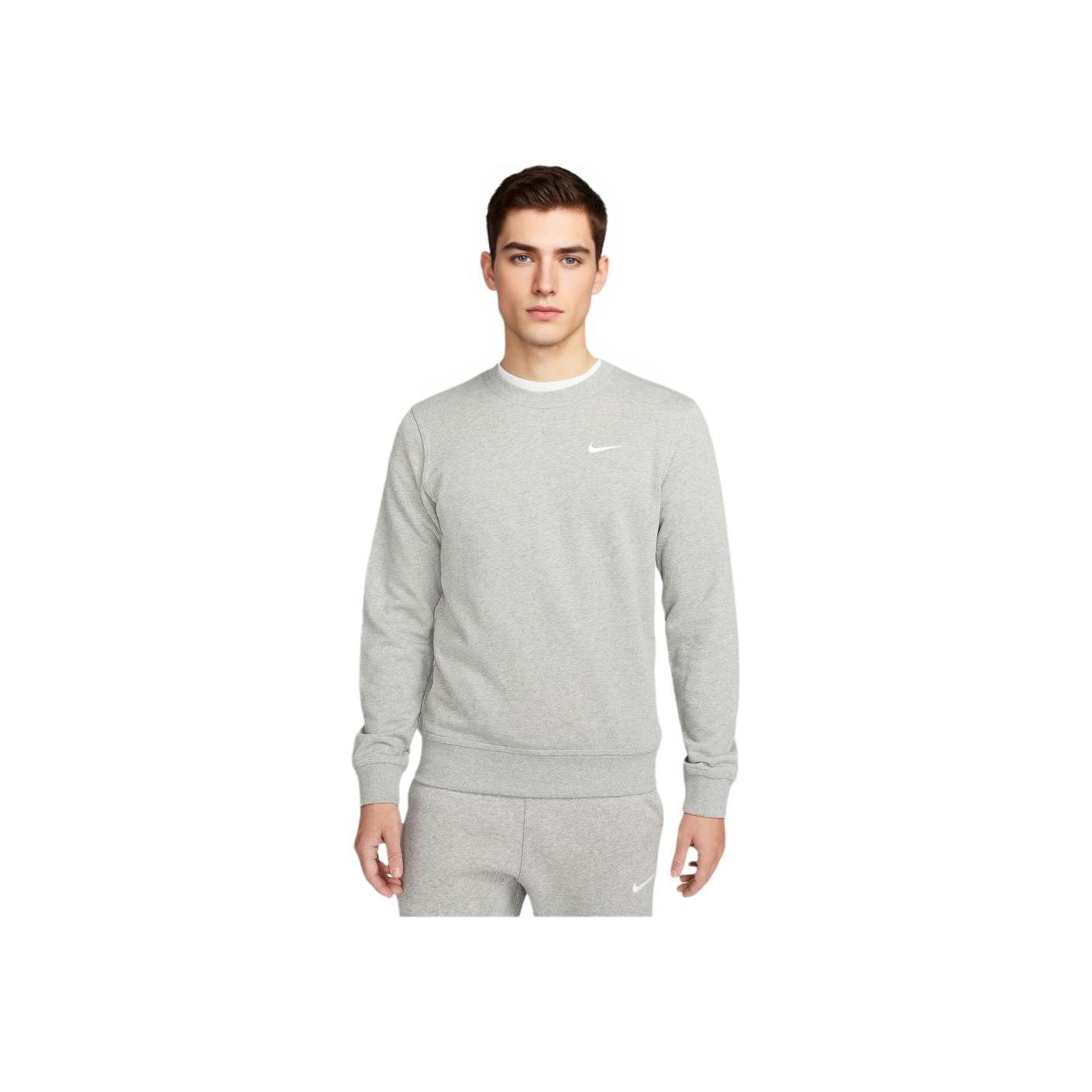 Nike Men's Dark/Gray Club Fleece French Terry Crew Neck Long Sleeve Sweatshirt Sweatshirt - 637903-063 Cm