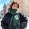 2025 Korean imitation cashmere scarf women's autumn and winter high-end warm shawl cute versatile plaid scarf