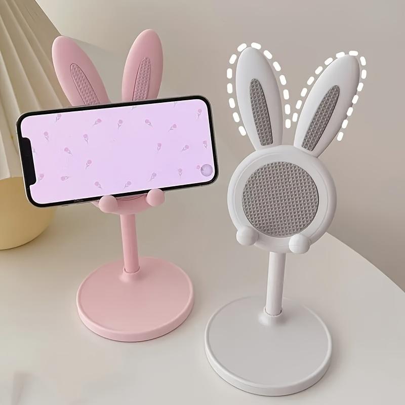 Phone Stand,Bunny Cute with Bunny Ears, Adjustable Height 0°-90° Sturdy Construction, Durable ABS Material, Smartphone Desktop Organizer