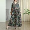 New Vintage Floral Maxi Dress Women Plus Size Oversize Long Sleeve Loose Basic Spring Long Dress
