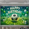 2D Fußballparty Hintergrund - Grünes & Weißes Fußballbanner für Kinder Sport Geburtstag Fotoshooting