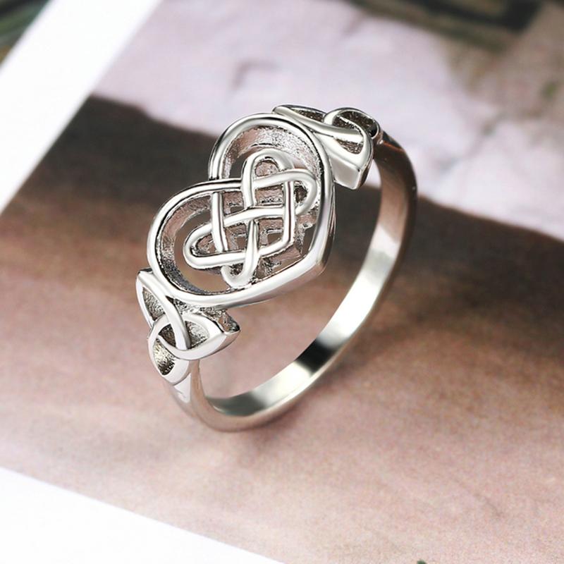 

ZHOUYANG Rings For Women Lady Classic Hollow Out Love Heart Celtic Knot Silver Color Wedding Party Gifts Fashion Jewelry KAR397 6