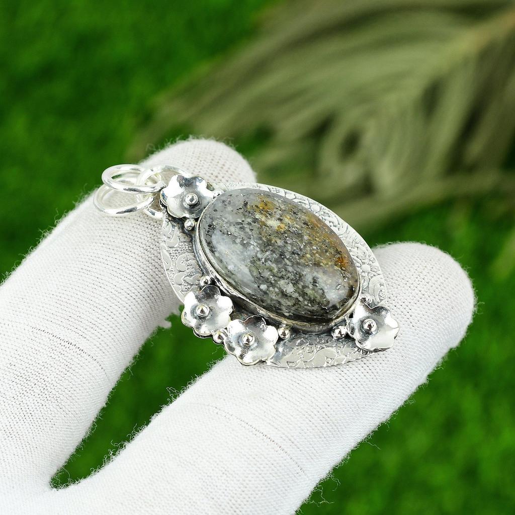 Birthday Gift For Her Natural Black Sunstone Gemstone Pendant 925 Silver