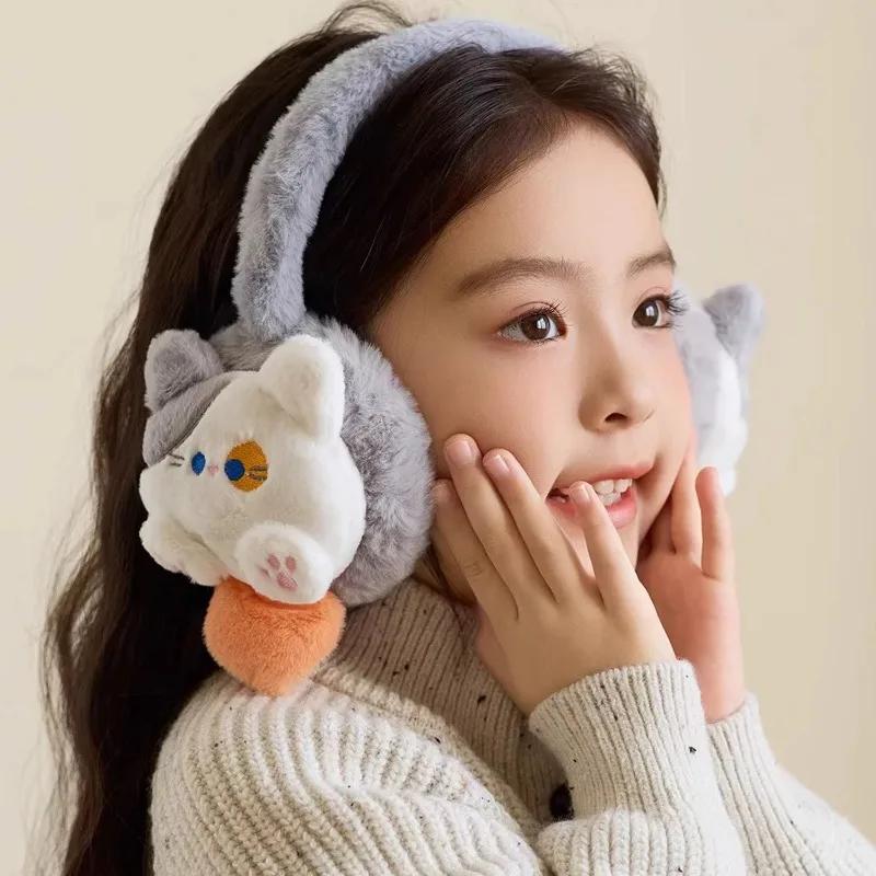 Cartoon Cat Winter Earmuffs For Children Girls Lovely Warm Plush Ear Muffs Soft Comfortable Ear Protection Earmuffs Fashion Gift