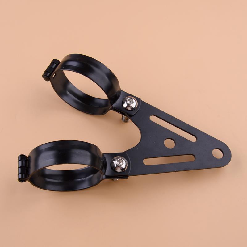 54mm Universal Motorcycle Headlight Mount Bracket Front Fork Head Lamp Holder Kit Black