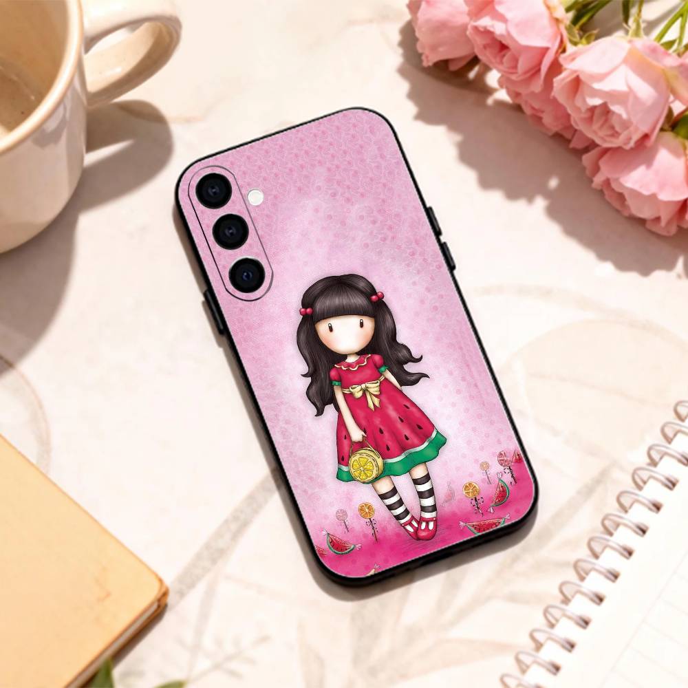 L-Lovely S-Santoro G-Gorjuss Series Phone Case For Samsung Galaxy A73,A72,A71,A70,A53,A52,A51,Others Soft Black Shell