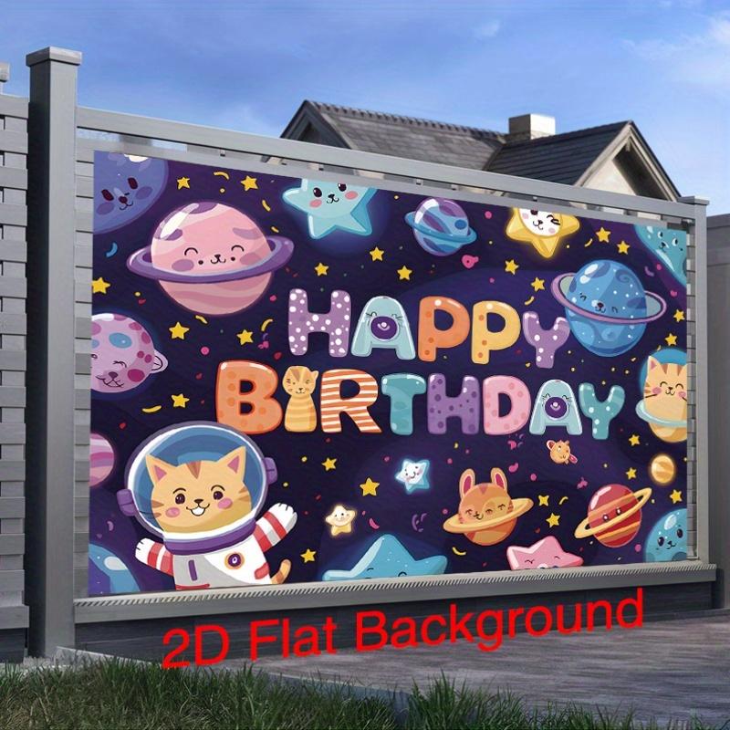 Party Backdrop Astronaut Space Cartoon Flat Planets Cats Inch Cafe Restaurant Photo Background Decor Birthday Party Decor