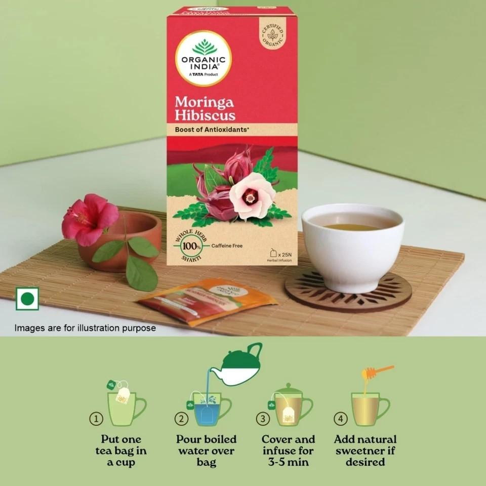 Moringa Hibiscus 25 Tea bags Boost Antioxidants