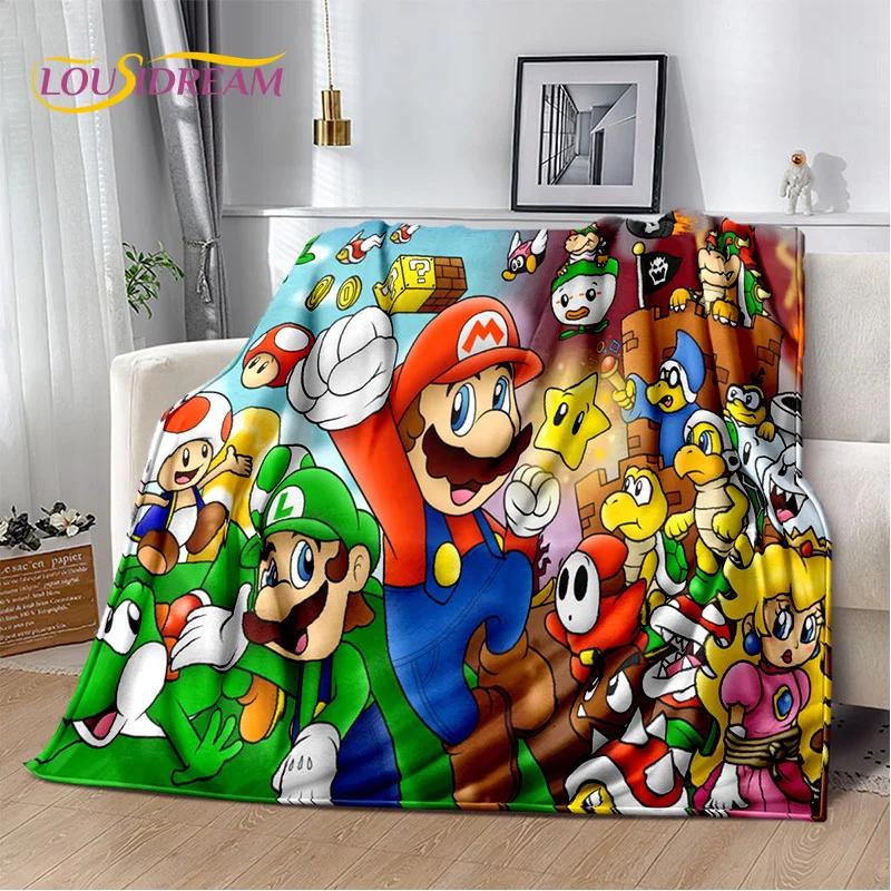 3D Retro M-Mario Cartoon Game Soft Plush Blanket,Flannel Blanket Throw Blanket for Living Room Bedroom Bed Sofa Picnic Kids Gift