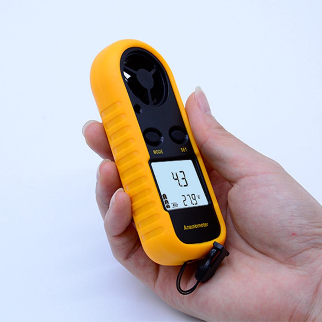 Digitales Anemometer Handheld Windgeschwindigkeitsmesser Messgerät Genau Messen Wind Temperatur Geschwindigkeit Hintergrundbeleuchtung LCD Digital