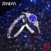 925 Silver 2pcs Emerald Zircon Rings for Women Fashion Wedding Jewelry