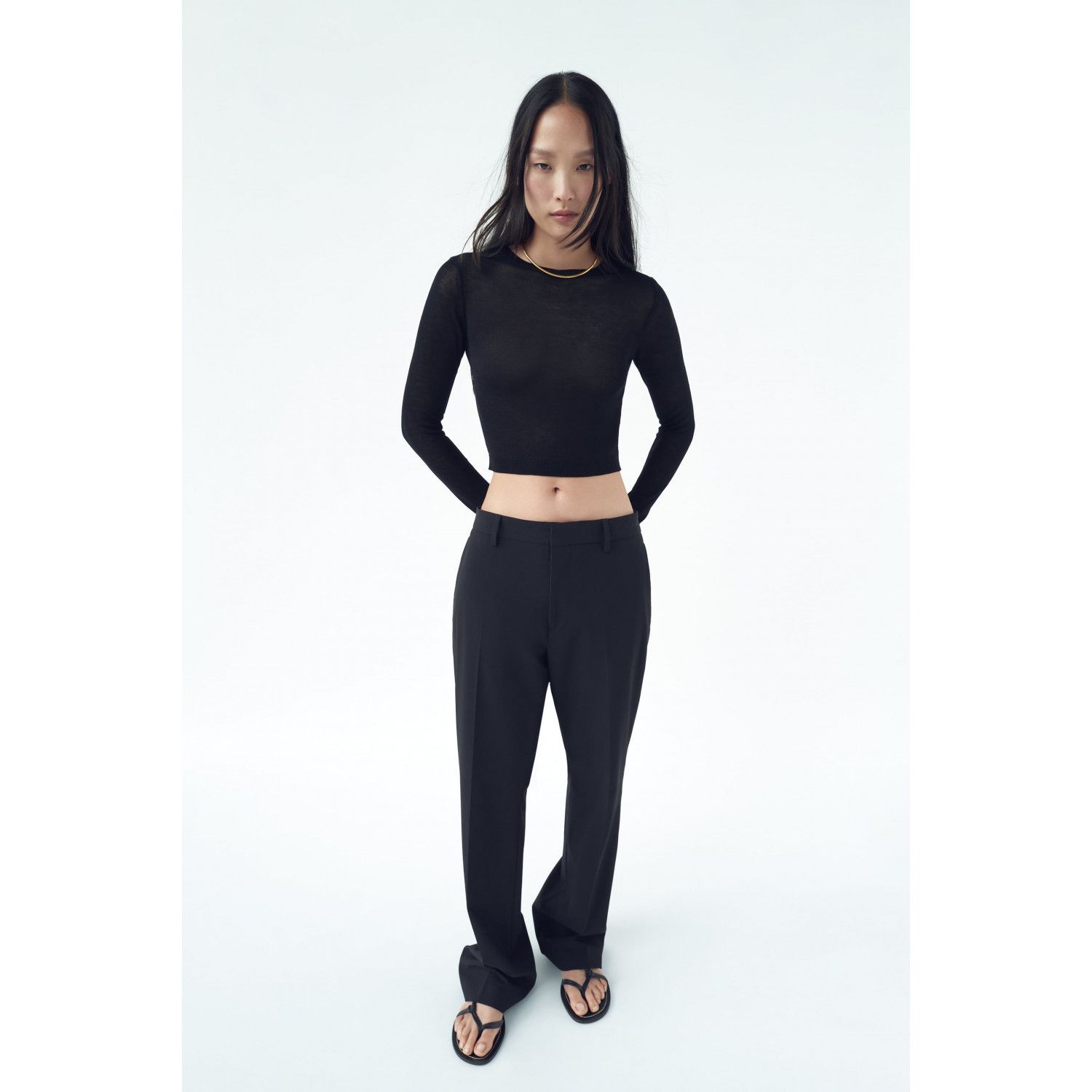 

SEMI-SHEER KNIT CROP TOP