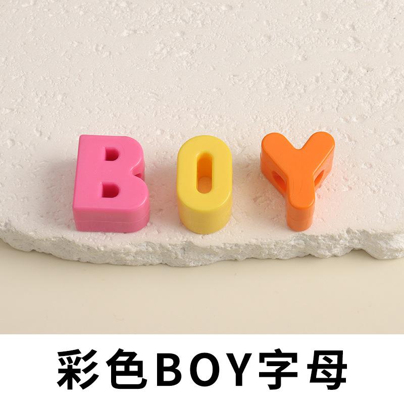 

5pcs Color Casual Shoe Buckle Alphanumeric Accessories Beaded Diy Thick Shoes Shoelaces Decorative Buttons Color Boy