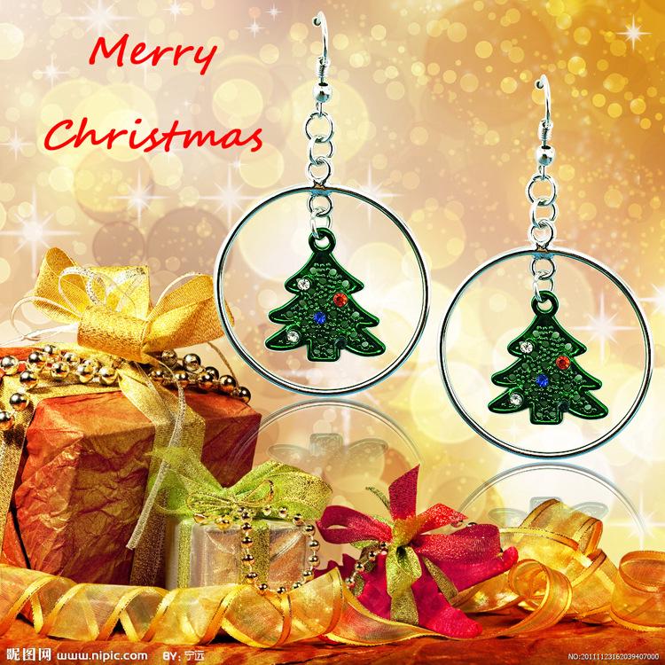 European and American Fashion Rhinestone Christmas Tree Earrings