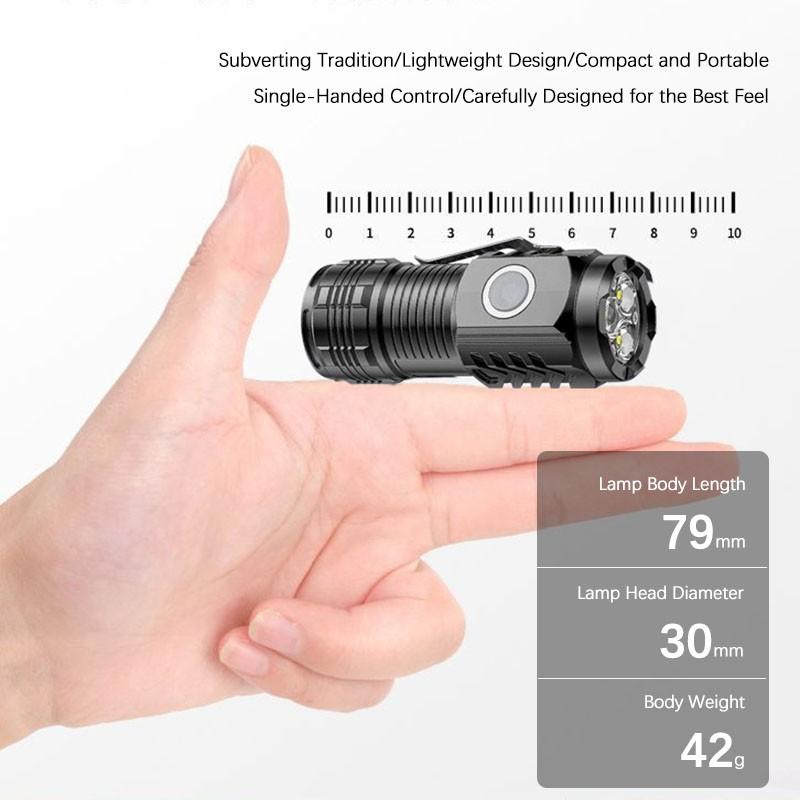 Mini super jasná kapesní svítilna USB nabíjení 5 režimů Magnetická pracovní svítilna Venkovní osvětlení svítilna
