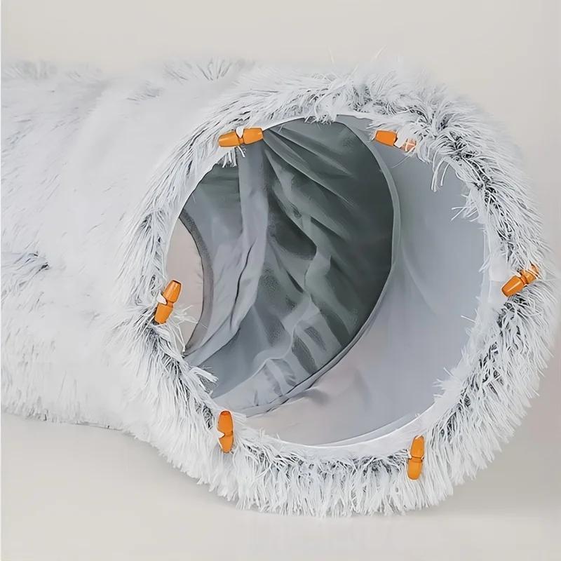 Set of 2 Plush Cat Bed Warm Foldable Cat House Detachable Tunnel Cat Nest Pet Cat Tunnel Washable Cute Pet Bed