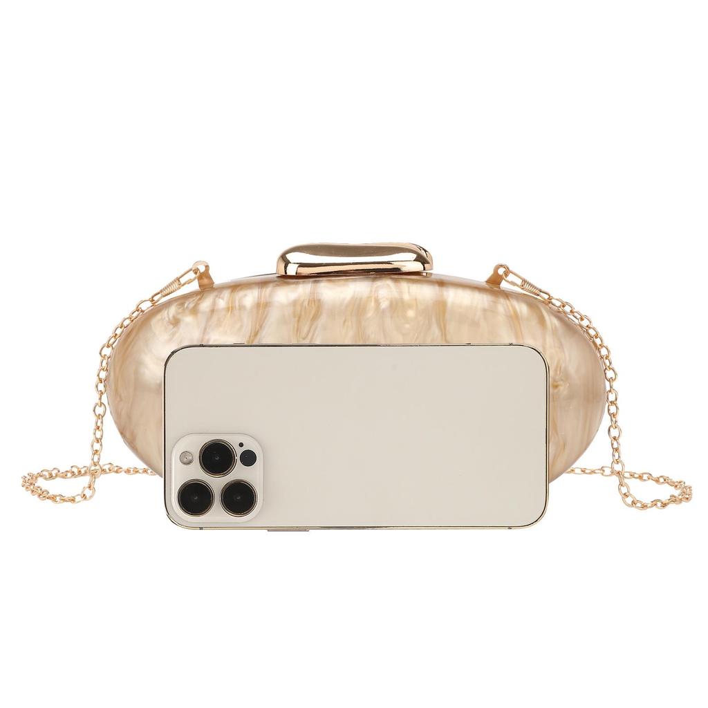 2024 Women's Oval Shell Acrylic Evening Bag with Chain Strap
