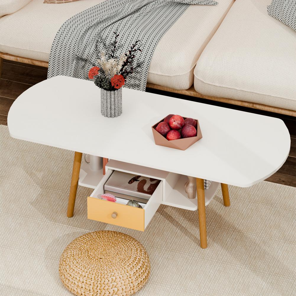 Modern Coffee Table with Double Storage Shelves – Living Room Center Table, Eco-Friendly Finish & Easy Assembly Required