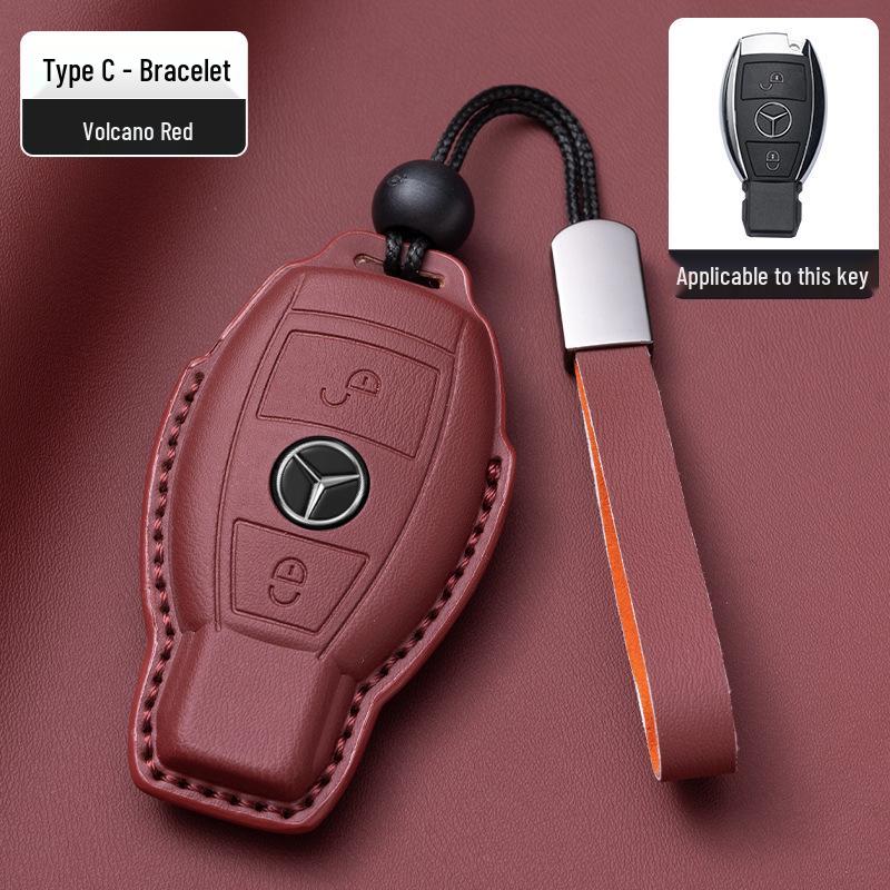 Mercedes-Benz Original Color Nappa Leather Key Case for GLE, GLAC200L, C260L, E300L, E-Class, S-Class, and C-Class.