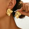Retro Geometric Pleated Stainless Steel Stud Earrings for Women