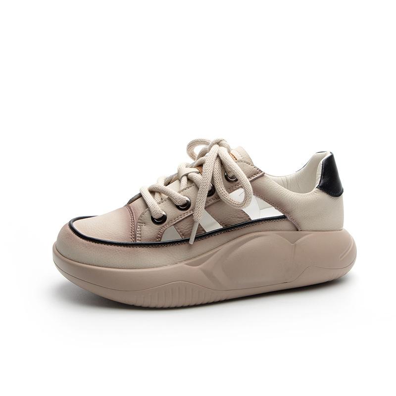 inner height increase of 4cm spring new leather surface retro soft sole thick sole fashion sports versatile hollow casual sandals