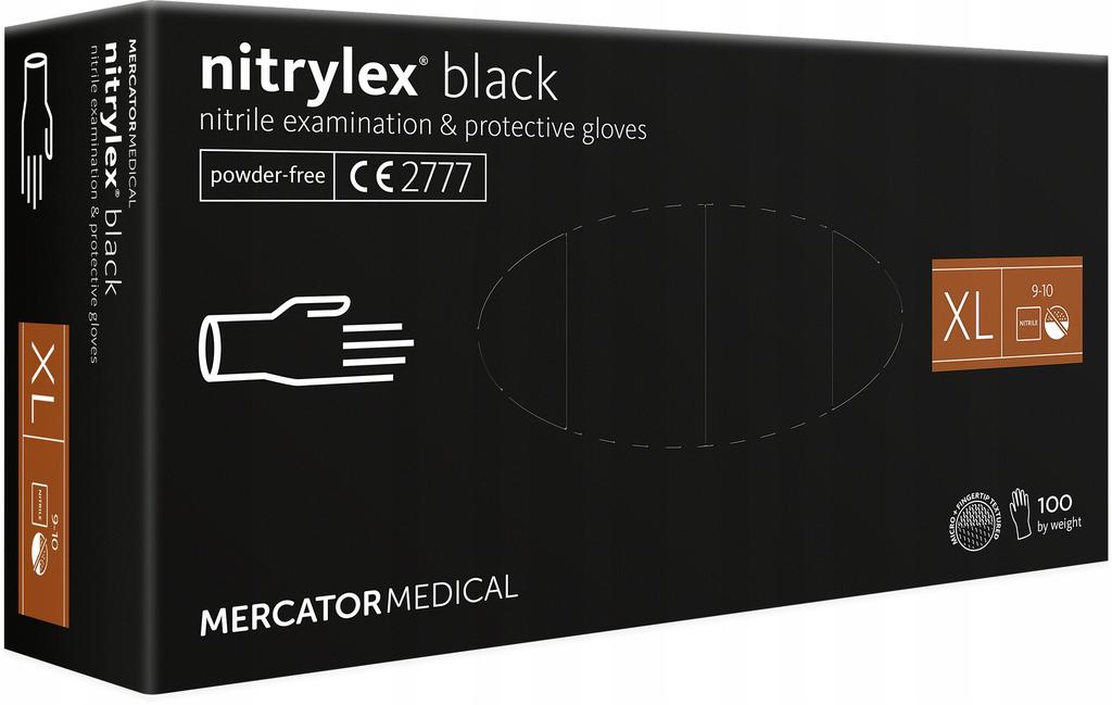 Rękawice Nitrylowe 100 Sztuk / Czarne / Rozmiar: 10 - Xl / Nitrylex Black