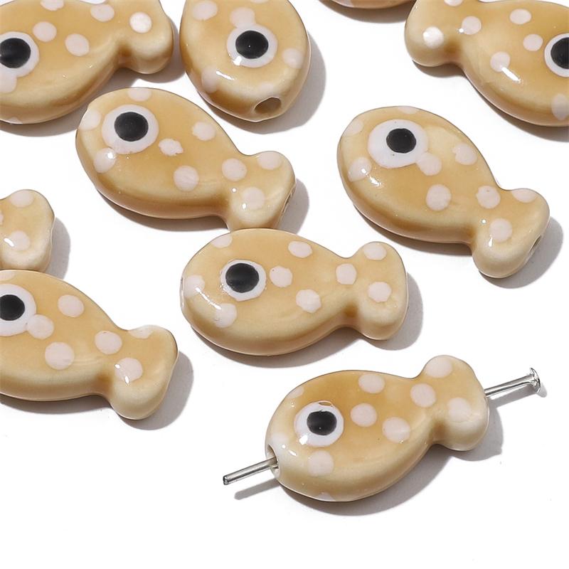 2Pcs Ceramic Beads Hand-painted Polka Dot Double-sided Fish Beads For DIY Bracelets Necklaces Jewelry Making Accessories