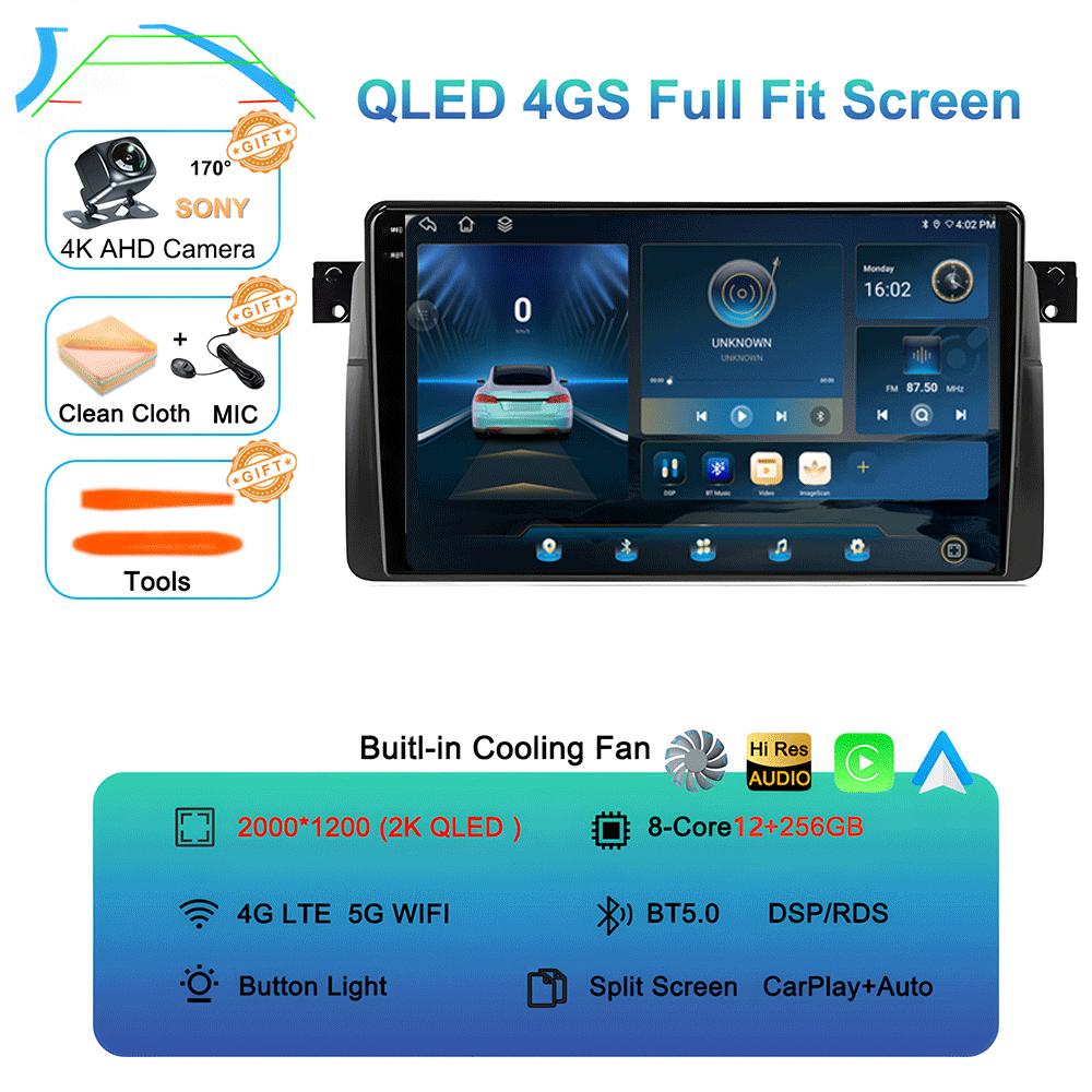 Android 14 Car Radio For BMW E46 M3 1998-2006 Multimedia Video Player 2Din 4G WIFI GPS Navigation Carplay Head Unit 360 Camera