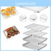 4pcs Stainless Steel Baking Tray Rack Bbq Roaster Oven Cooling Rack Square Sheet