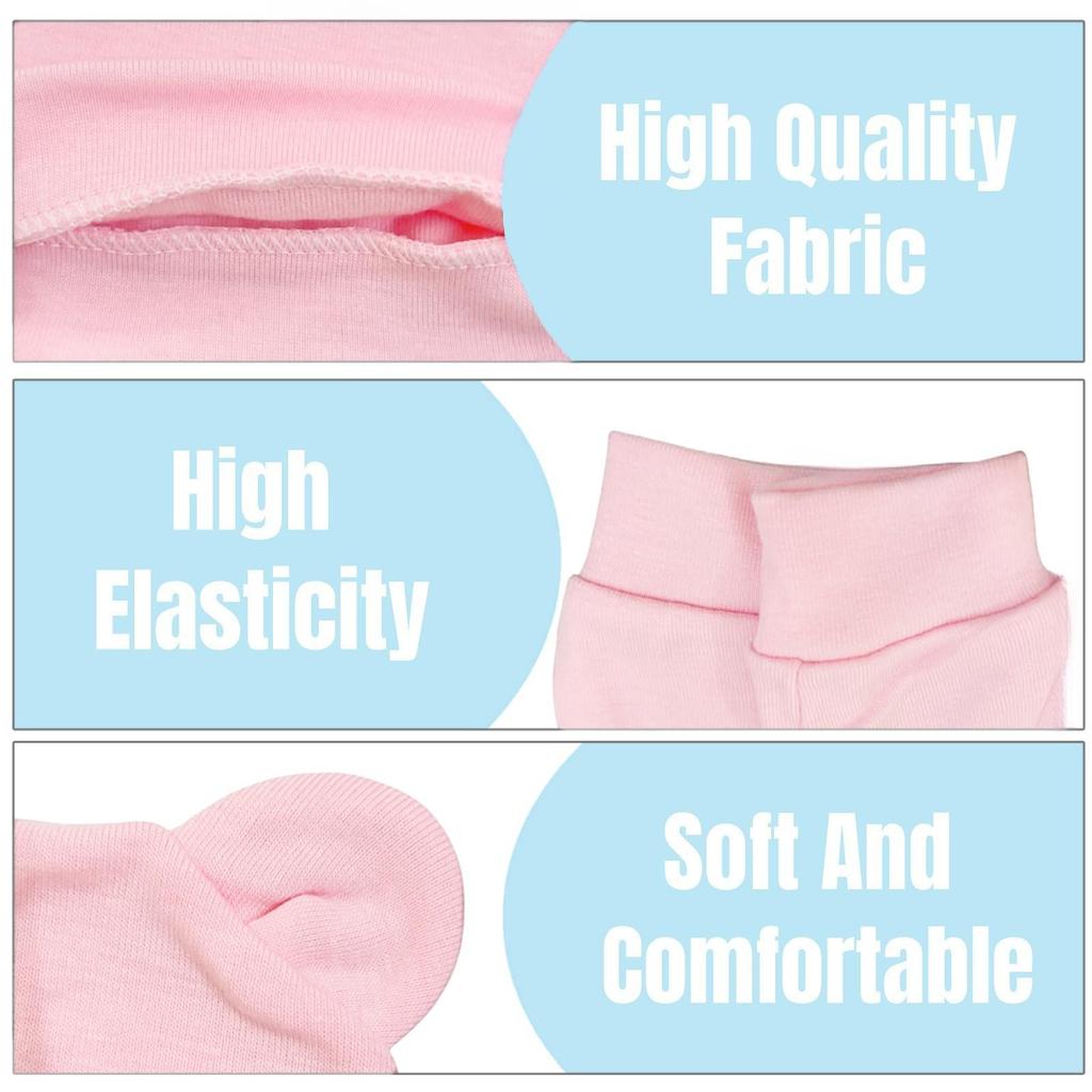 MANJIAMEI Novorozenecká čepice a měkká s medvědími oušky pro chlapce a sluníčko a věk měsíce 3dílná (Klobouk, Rukavice, Ponožky) - 100% bavlna, Roztomilý,