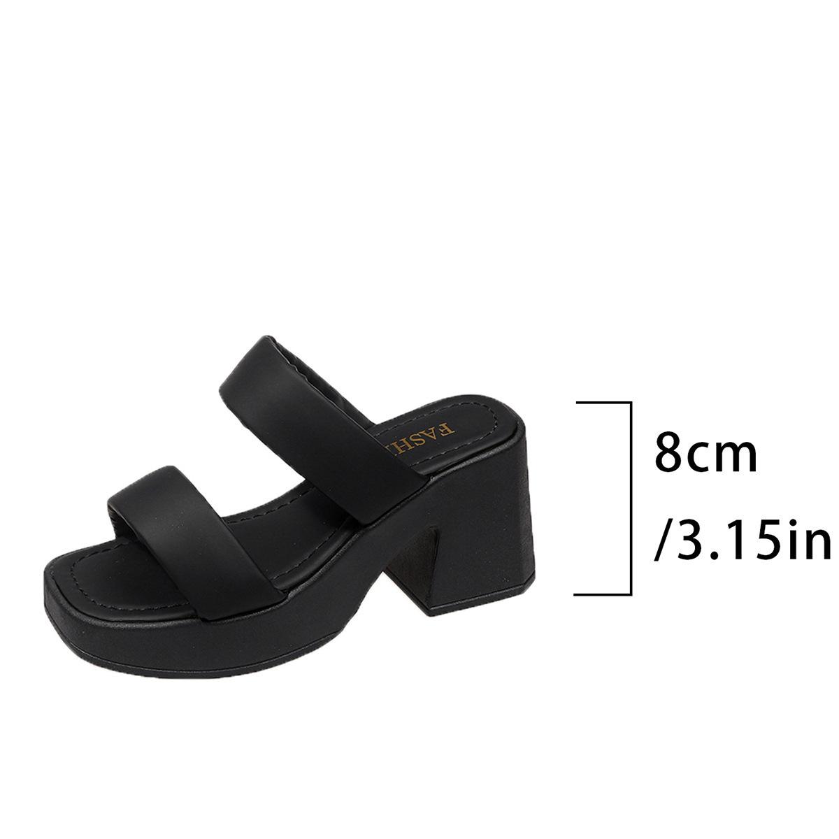 

Крутые тапочки на высоком каблуке, летние, новые, водонепроницаемые, большого размера, однотонные, на толстом каблуке, в горошек 42 чёрный