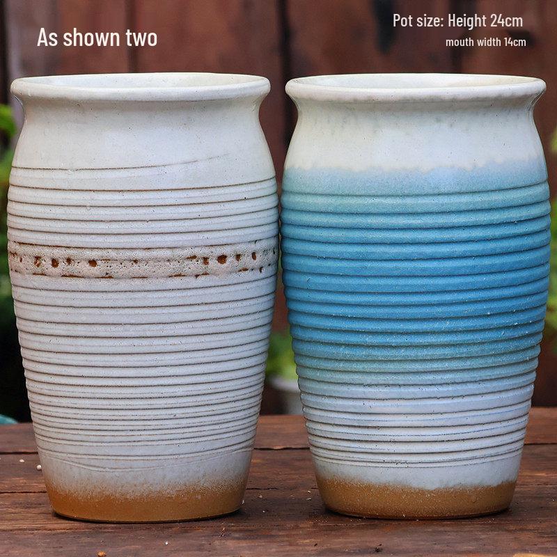 Handmade Coarse Ceramic Succulent Planter, Orchid Breathable Zisha Pot, Old Tree Design, Tall Rose Pot.