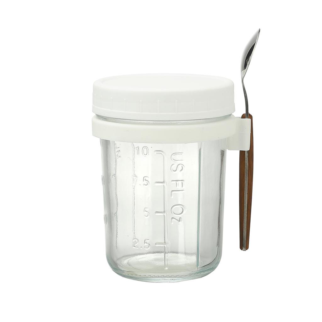 Einmachglasbehälter für Overnight Oats mit Deckel und Löffel Wiederverwendbarer Glasbecher für den Heimgebrauch