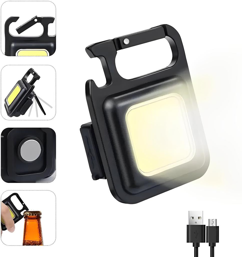 Portable Led Mini Pocket COB Light Type-c Charging Keychain Light Multi-function Torch Magnet Bottle Opener Light LED
