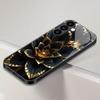 Black Lotus Pattern Tempered Glass Phone Case Suitable for Samsung Galaxy S26 S25 S24 S23 S22 S21 S20 FE/Ultra/Plus Anti Drop