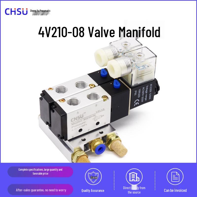 4V210-08 Solenoid Valve DC24V, Pneumatic 4V310-10 Control Valve, 4V410-15 Two-Position Five-Way Valve AC220V