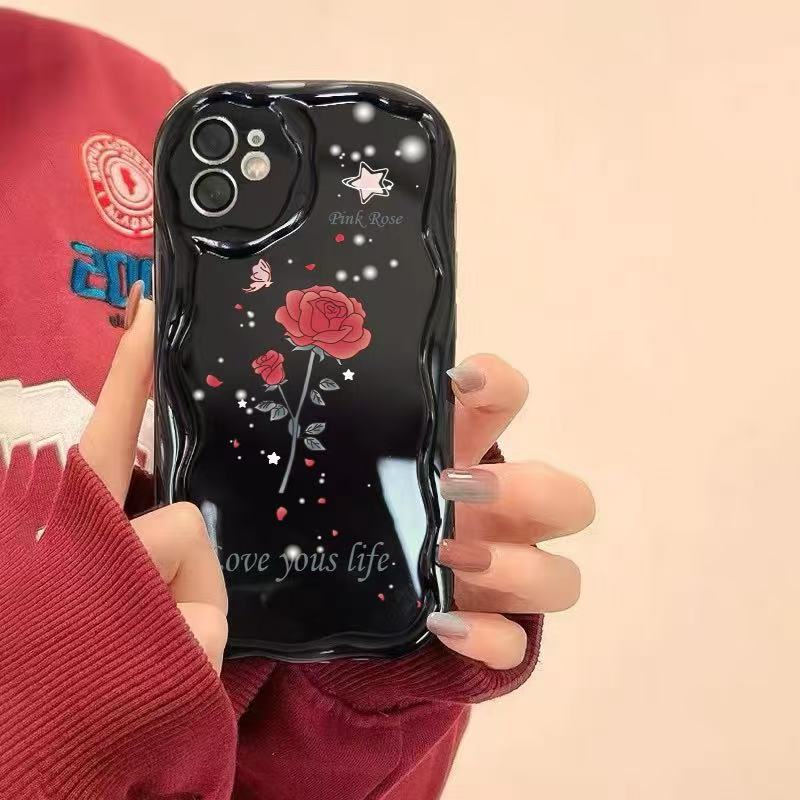 Japanese and Korean Romantic Roses Are Suitable for Iphone17pro Mobile Phone Case Apple 1514/13promax New 16.
