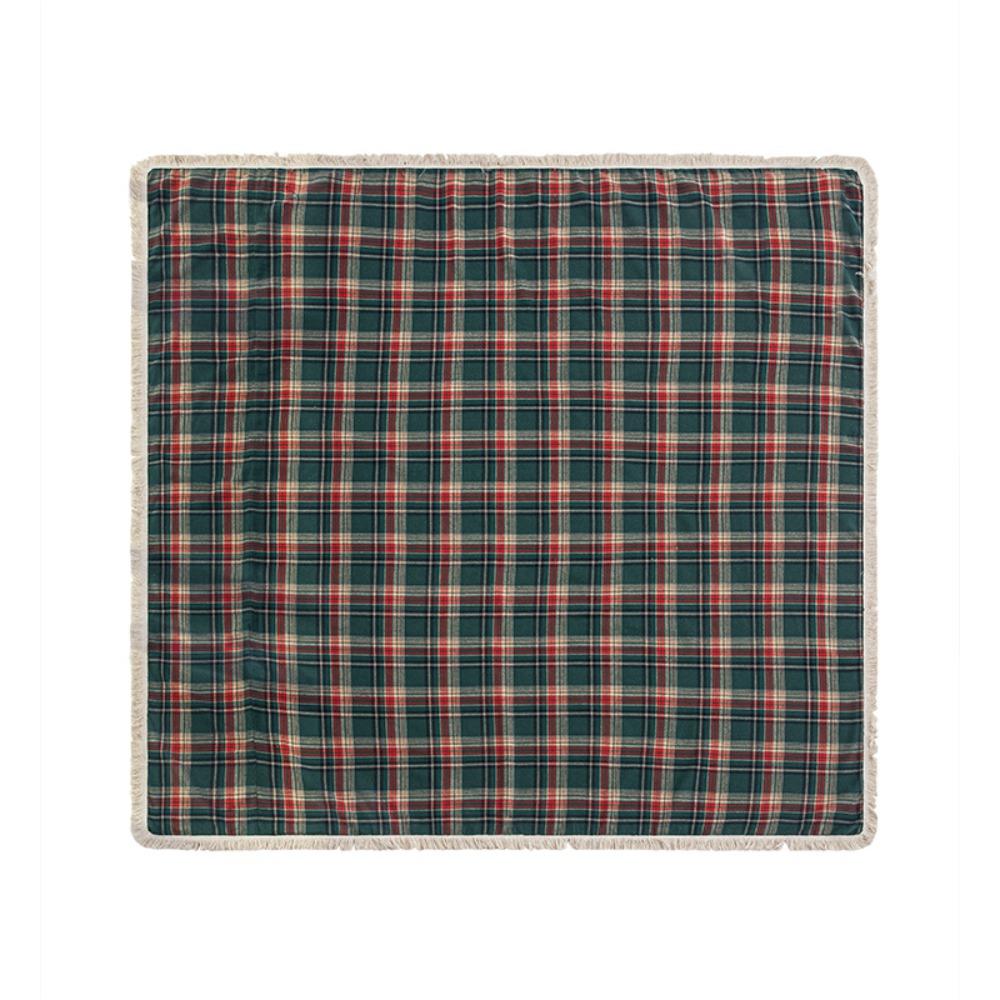 

Christmas Sofa Cover American Retro Holiday Red Green Plaid Slip Proof Full Coverage Fringe Couch Blanket 180*230